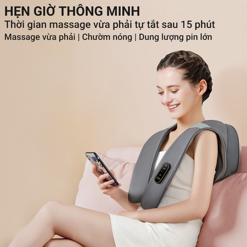 Máy massage cổ vai gáy BR-P6, đai đấm lưng mô phỏng bàn tay người kèm nhiệt