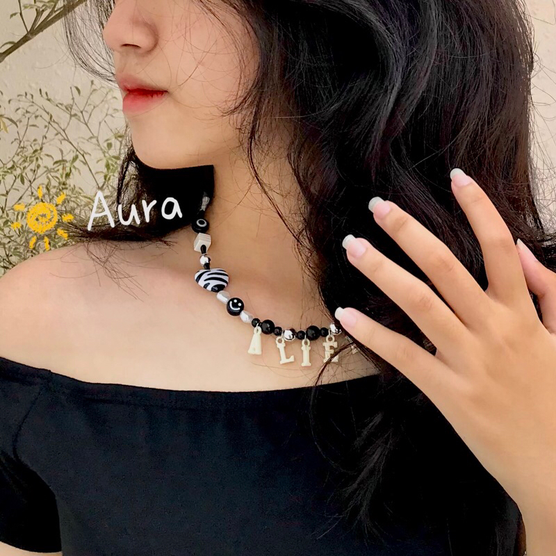 Vòng cổ gắn tên Pastel cute Handmade Aura