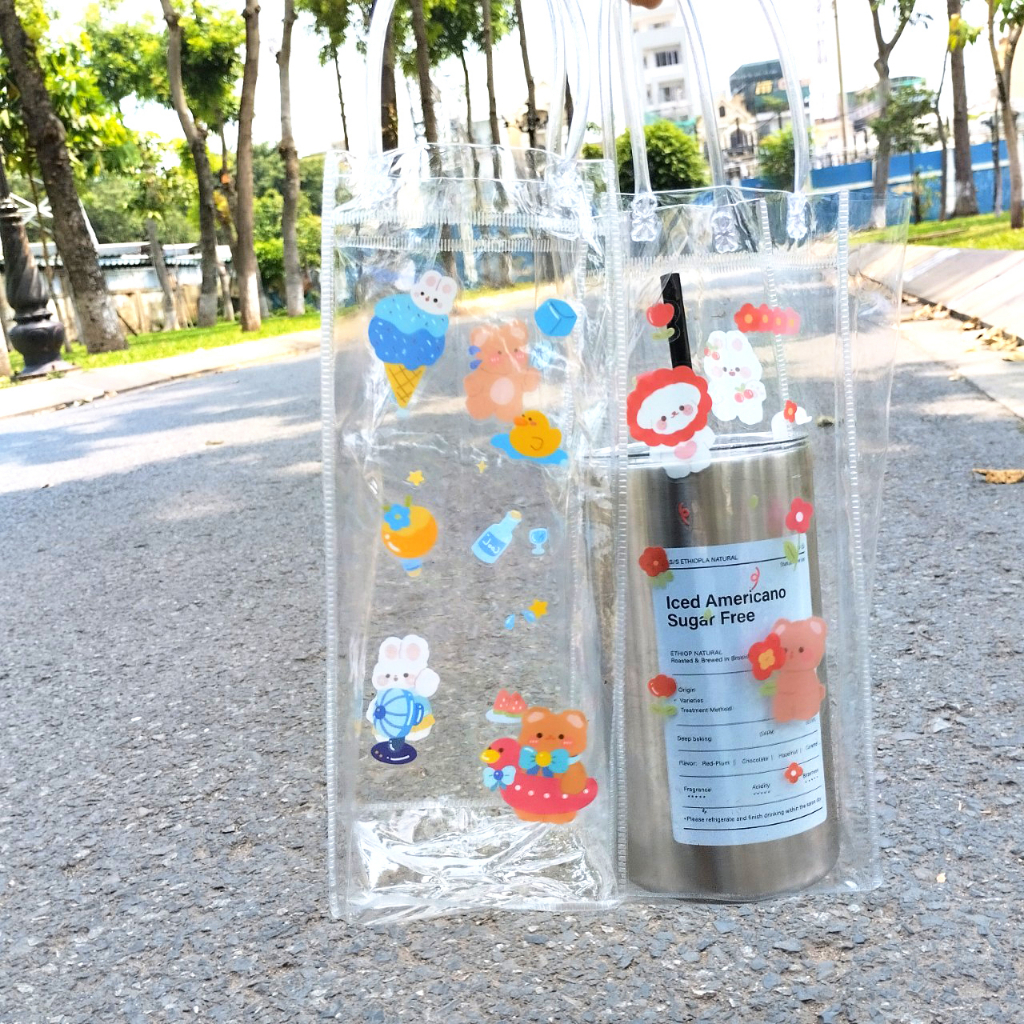 Túi nhựa PVC trong suốt đựng bình nước