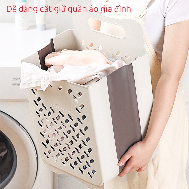 Giỏ đựng quần áo bẩn treo tường có thể gấp gọn, sọt đựng đồ đa năng có lỗ thoáng nhìn thấy đồ bên trong kèm miếng dán