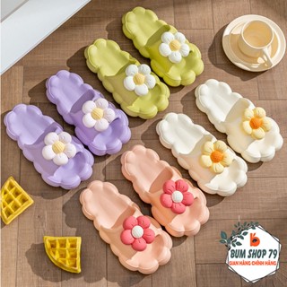 Dép Bánh Mì Quai Ngang Đế Cao Su Mềm Thiết Kế Hình Hoa Xinh Xắn, Dép Cute Nữ Siêu Êm Chân Chống Trơn Trượt Siêu Đáng Yêu