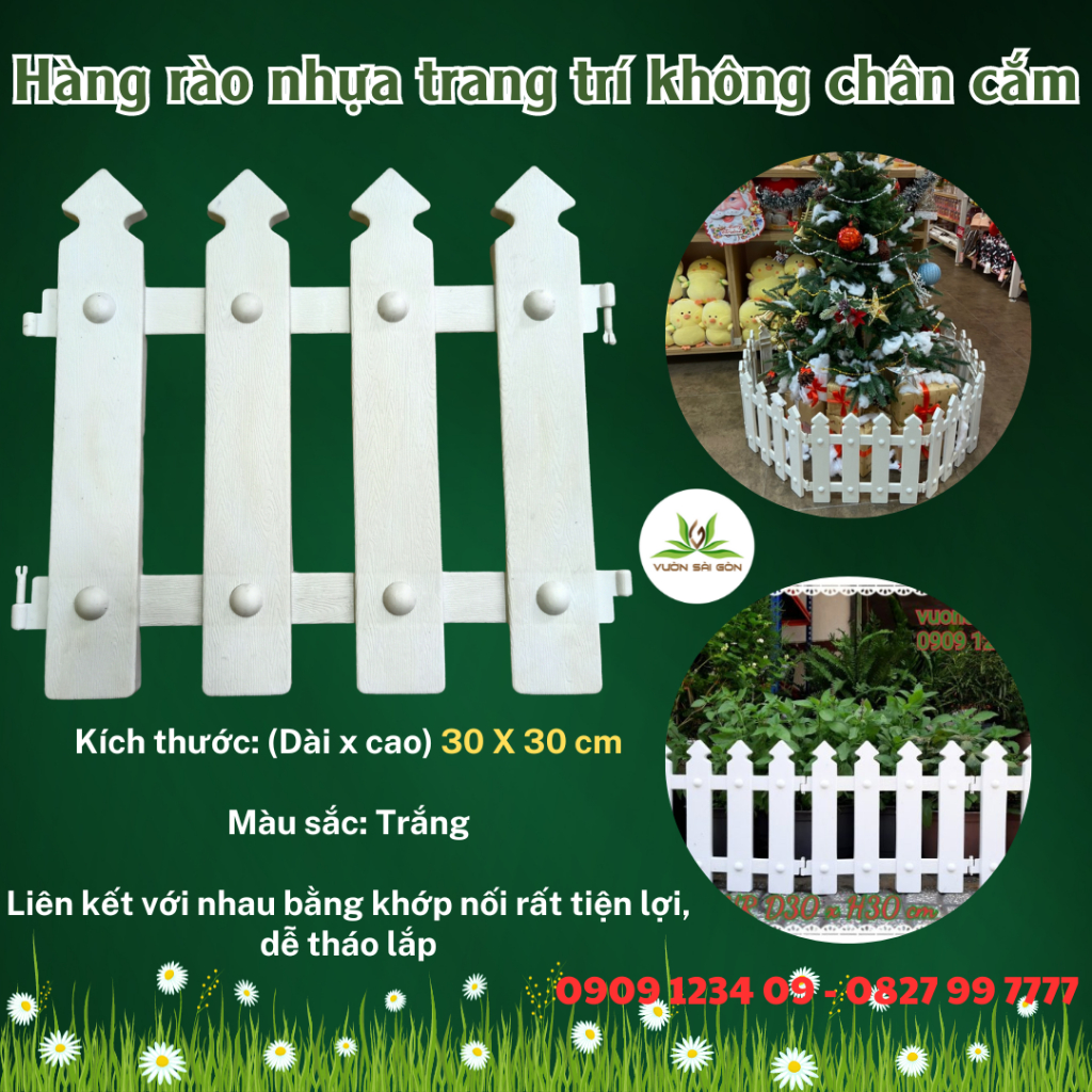 Combo 10 miếng hàng rào trắng trang trí cho bé, trang trí noel, trang trí sân vườn (30cm x 30 cm)