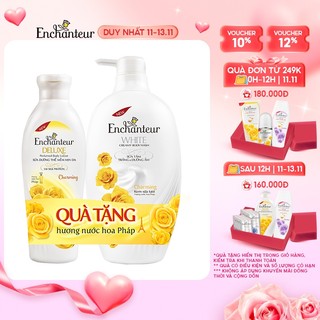 Sữa tắm trắng dưỡng ẩm Enchanteur Charming 650g + Sữa dưỡng thể Charming 150g