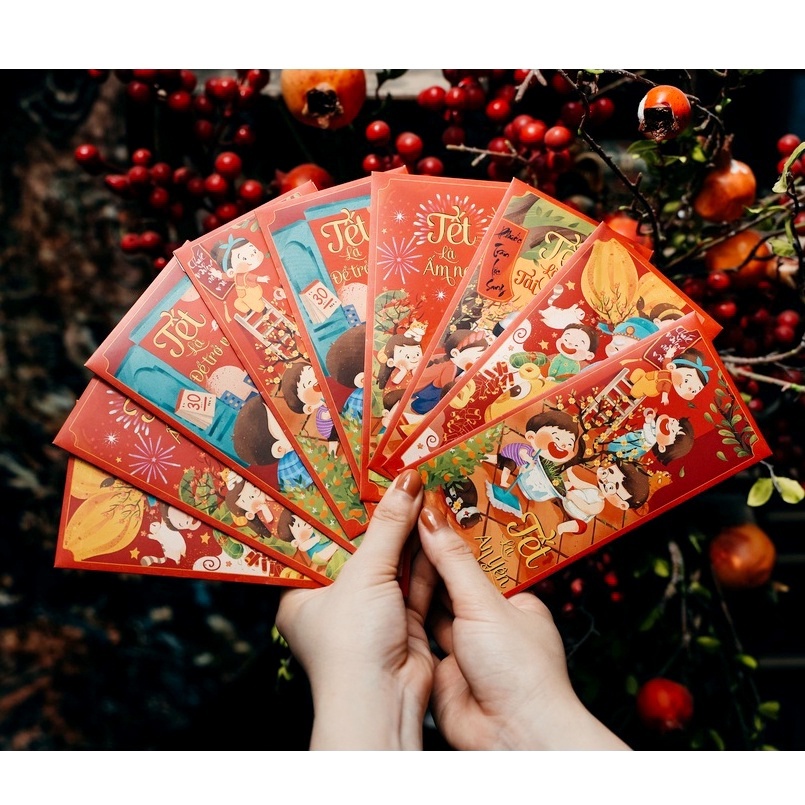 Bộ 100 Lì Xì Tết Gia Đình Handmade