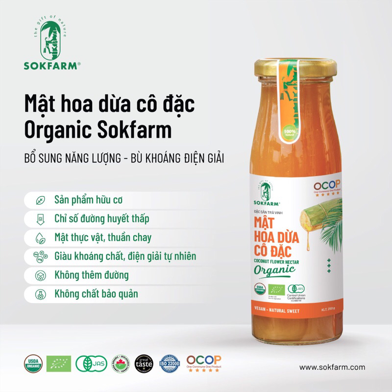 Mật Hoa Dừa Thuần Chay Ổn Định Đường Huyết Sokfarm Lolifood Cho Người Ăn Kiêng (Chai 250ml)