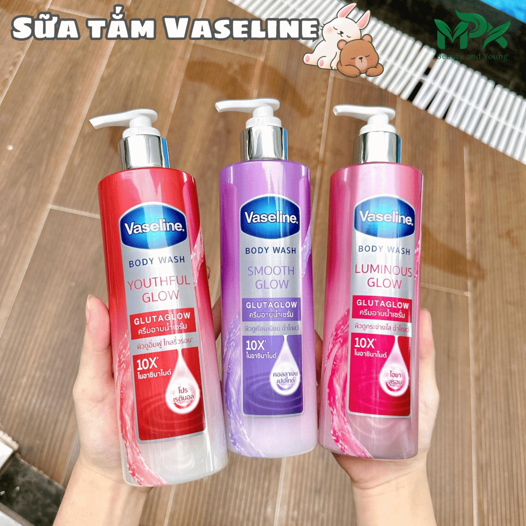 Sữa Tắm Trắng Da Vaseline Body Wash GlutaGlow 10X Cho Da Ẩm Mượt, Căng Bóng 425ml