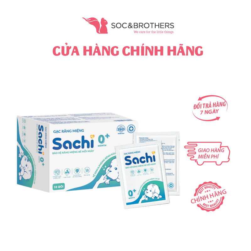 Gạc rơ lưỡi và răng miệng Sachi O+ hộp 30 gói cho bé