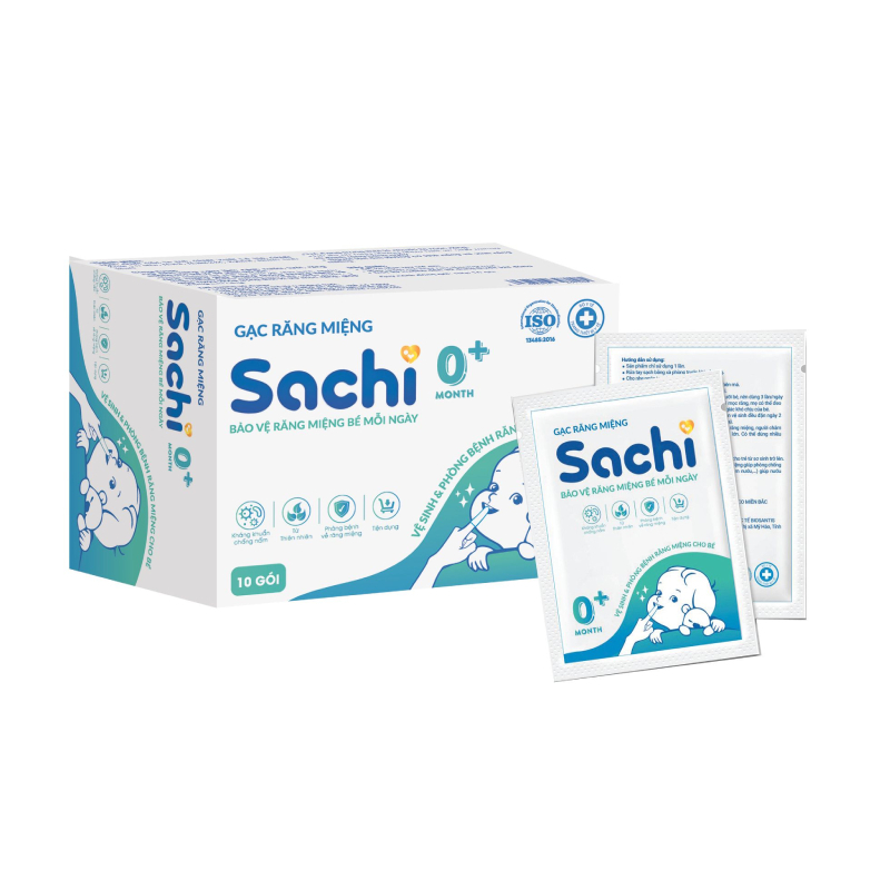 Gạc rơ lưỡi và răng miệng Sachi O+ hộp 30 gói cho bé