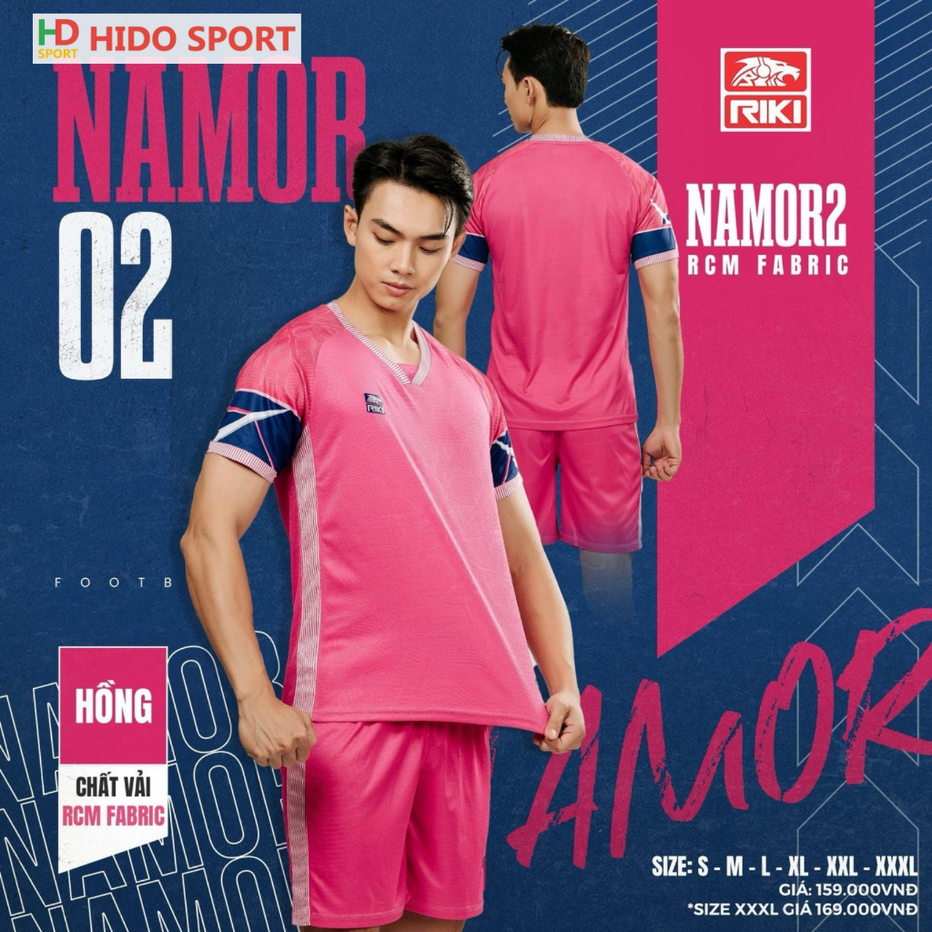 Quần áo bóng đá không logo Riki Namor 2 màu hồng CÓ IN tên số