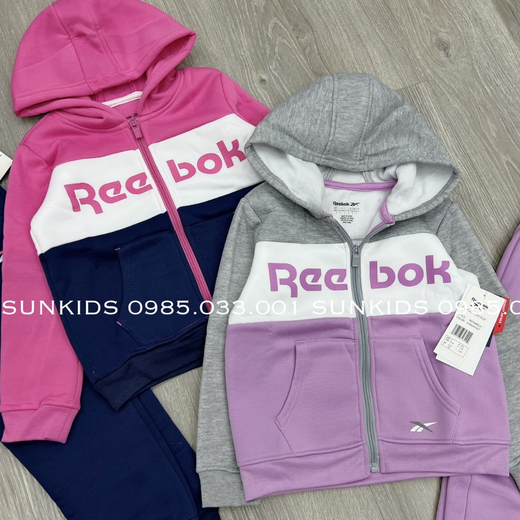 Bộ nỉ thể thao Ree Book bé gái kéo khóa phối màu