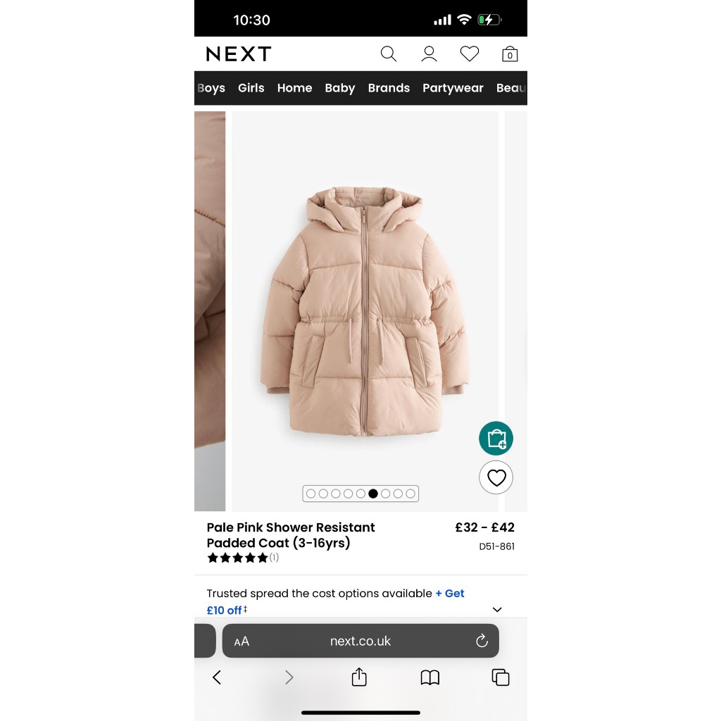 Áo khoác phao NE XT dày dặn bé gái dây rút eo