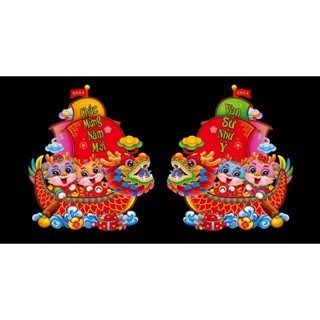 1 đôi decal dán cửa rồng trang trí tết 2024