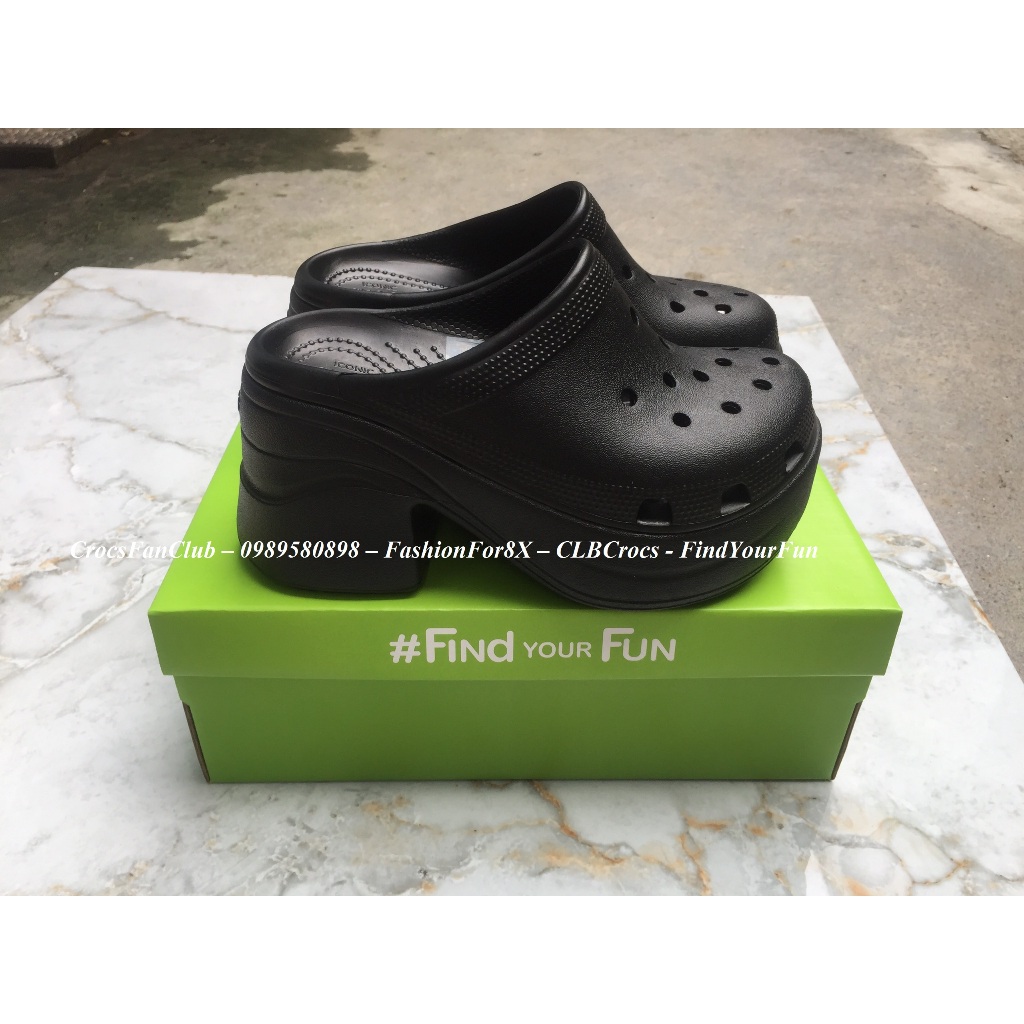 CrocsFanClub - Guốc Siren đế cao cho nữ, đế cao 9cm, siêu nhẹ, phong cách hiphop, tặng 8 charm - PB244