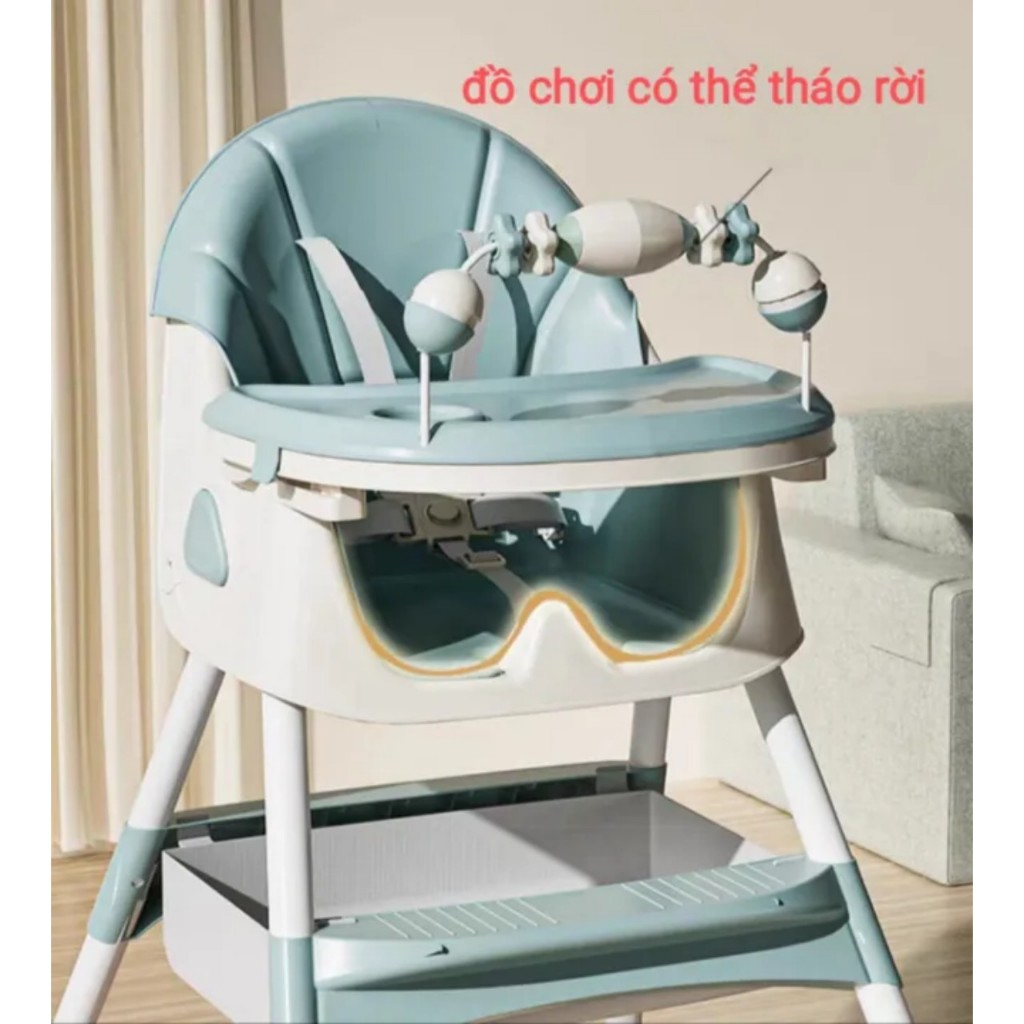 Ghế ăn dặm có bánh xe - Gấp gọn tiện lợi có khung đồ chơi E-500