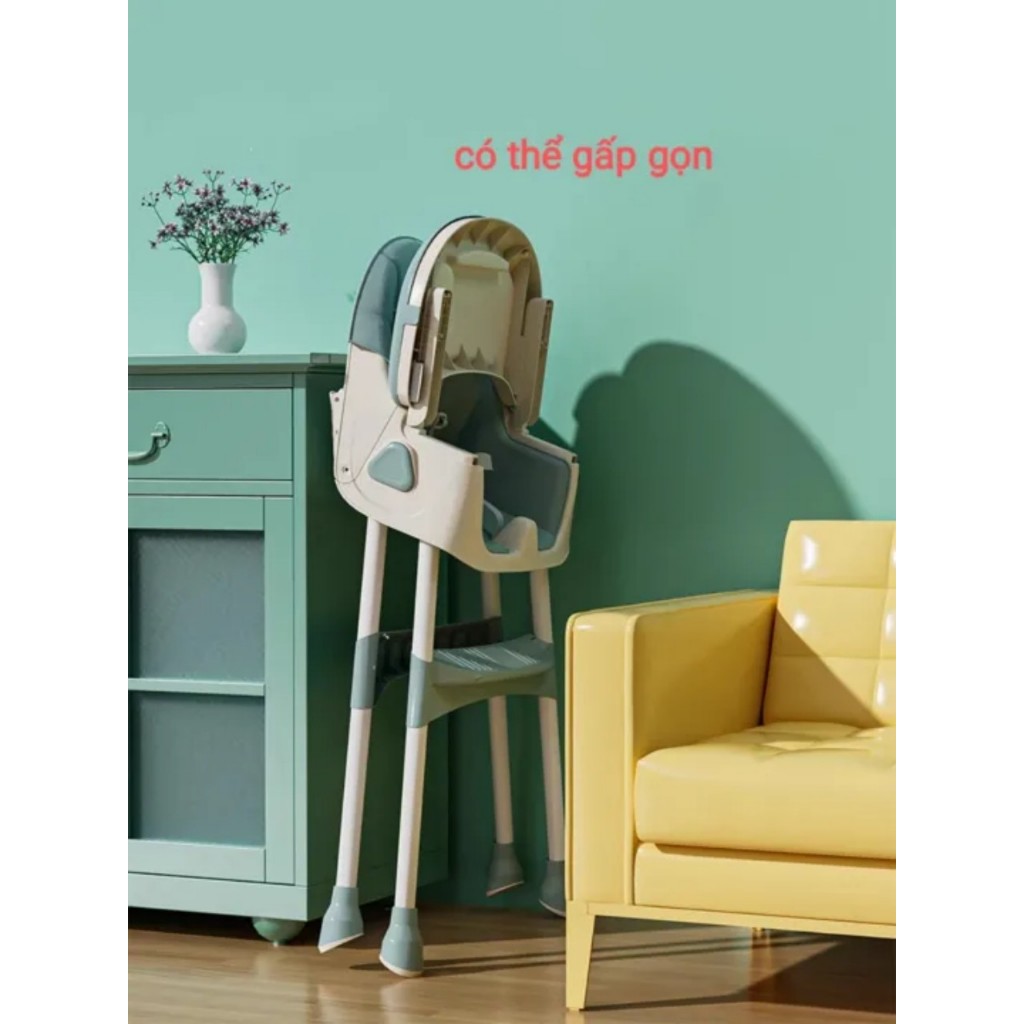 Ghế ăn dặm có bánh xe - Gấp gọn tiện lợi có khung đồ chơi E-500