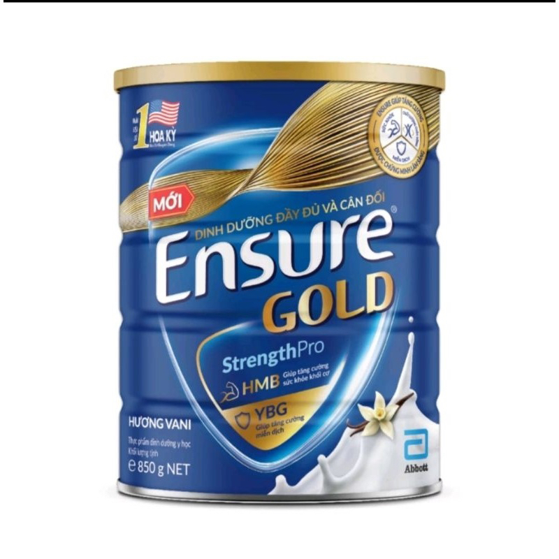 (Mẫu mới )Lon Sữa Ensure Gold 850g hương Vani Abott.Giúp đáp ứng nhu cầu dinh dưỡng cho người lớn tuổi