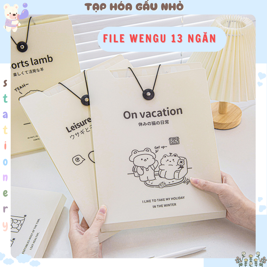  File đựng tài liệu LOẠI DỌC 13 NGĂN gấu thỏ be wengu 