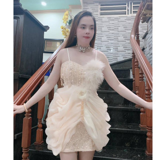 ĐẦM BODY DÚN ĐÍNH LÔNG KẾT RUA ĐÁ