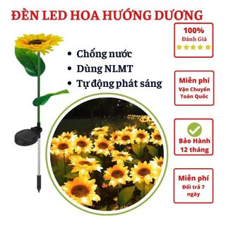 Đèn Led Hoa Hướng Dương Năng lượng mặt trời, mẫu cao cấp chống thấm nước, Derco sân vườn, ban công, ngoài trời