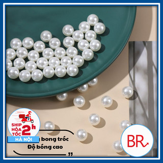  Set 100 hạt ngọc trai trắng có lỗ xỏ vòng phụ kiện làm đồ trang sức - Hạt cườm nguyên liệu trang trí DIY handmade 02087 