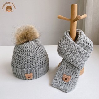 Sét mũ len + Khăn Choàng Gấu Baby- Mũ nón len cho bé kèm khăn 1-7 tuổi