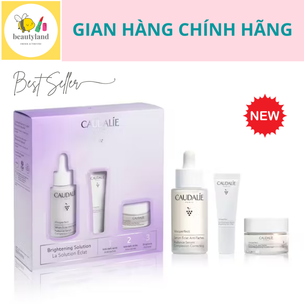 Sét Caudalie Vinoperfect 3 món giúp dưỡng trắng da làm giảm thâm nám, tàn nhang