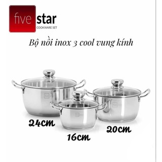 Combo 2 bộ nồi 3 chiếc vung kính Fivestar