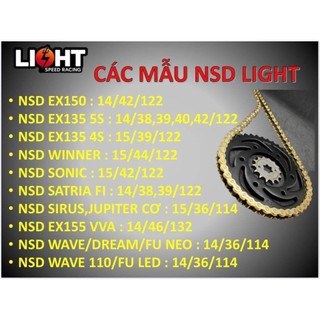 Nhông Sên Dĩa Light EX 150 / EX 135 5s / EX 135 4s /  EX 155 VVA / Winner / Sonic / Satria