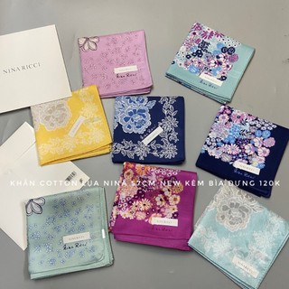 Khăn lụa pha cotton Nina Ricci bản 57cm quàng cổ phối sơ mi