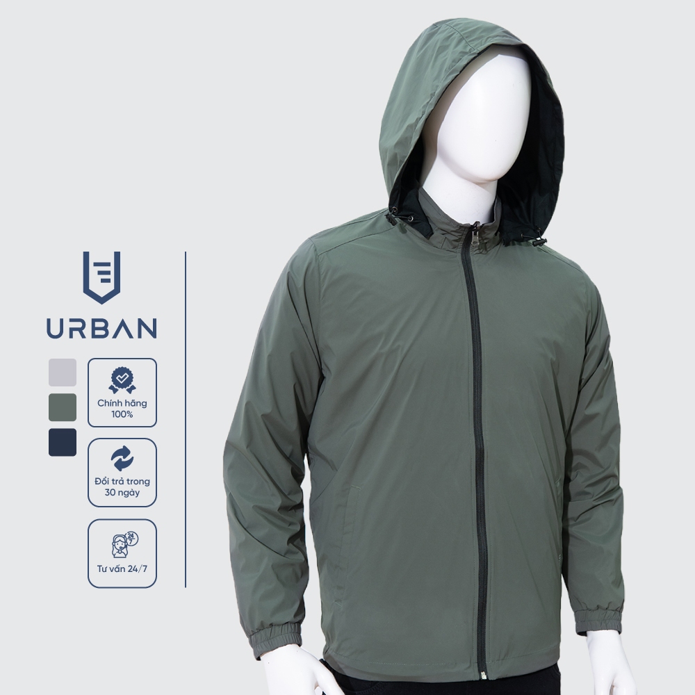 Áo Khoác Gió 2 Mặt Nam URBAN 2 Lớp Có Mũ, Chống Nước, Cản Gió, Giữ Ấm Tốt, Phom Dáng Basic Slim NO. 2363