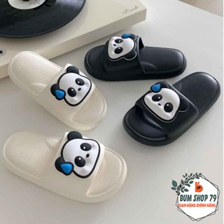 Dép Mang Trong Nhà Nam Nữ Thiết Kế Họa Tiết Gấu Trúc Cute, Dép Unisex Quai Ngang Đế Cao Su Mềm Êm Chân Chống Trơn Trượt.