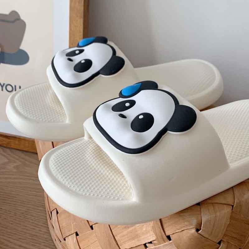 Dép Mang Trong Nhà Nam Nữ Thiết Kế Họa Tiết Gấu Trúc Cute, Dép Unisex Quai Ngang Đế Cao Su Mềm Êm Chân Chống Trơn Trượt.