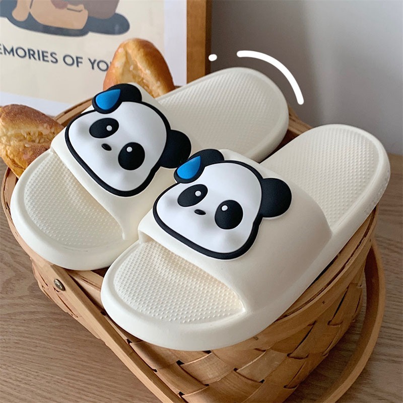 Dép Mang Trong Nhà Nam Nữ Thiết Kế Họa Tiết Gấu Trúc Cute, Dép Unisex Quai Ngang Đế Cao Su Mềm Êm Chân Chống Trơn Trượt.