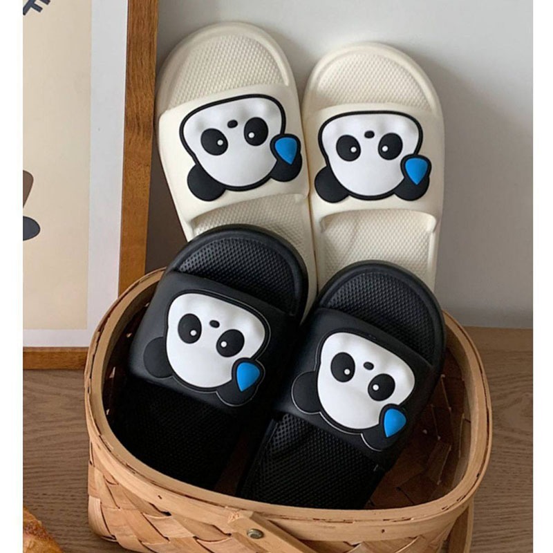 Dép Mang Trong Nhà Nam Nữ Thiết Kế Họa Tiết Gấu Trúc Cute, Dép Unisex Quai Ngang Đế Cao Su Mềm Êm Chân Chống Trơn Trượt.