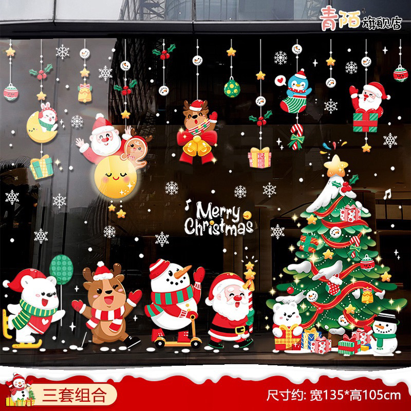 Decal Noel dán cửa kính trang trí giáng sinh 2023 nhiều mẫu sẵn keo kích thước 50x70