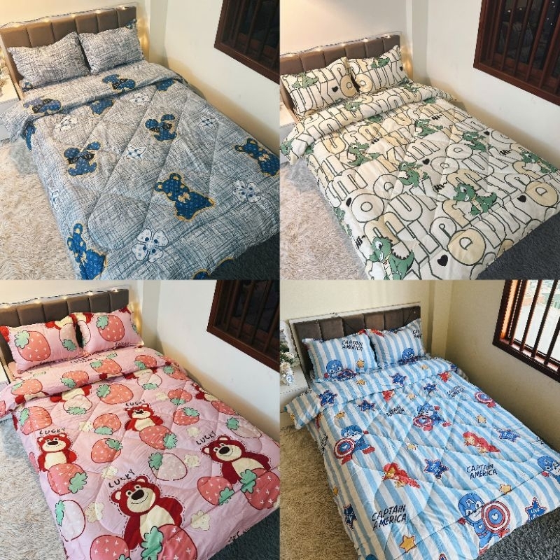 Bộ Chăn Phao Ga Gối 5 Món Cotton Poly nhiều mẫu hot trend ngộ nghĩnh