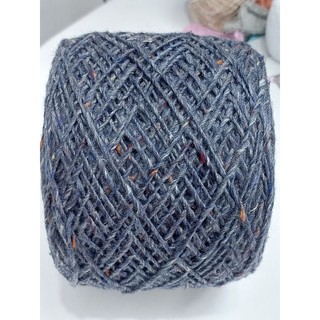 Len wool hoa phẩy Ý, màu xanh navy (50gr)
