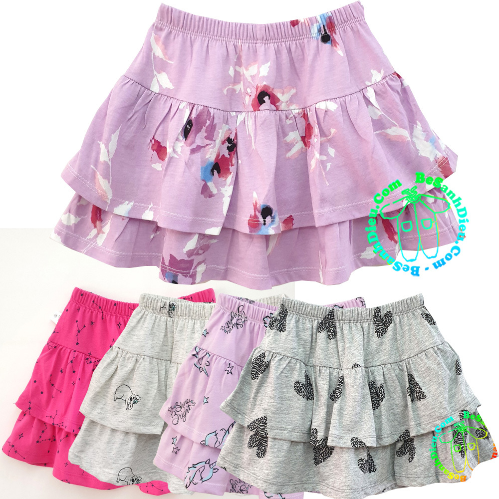 Chân váy quần 2 tầng xinh lung linh vải thun cotton mịn đẹp hàng VN