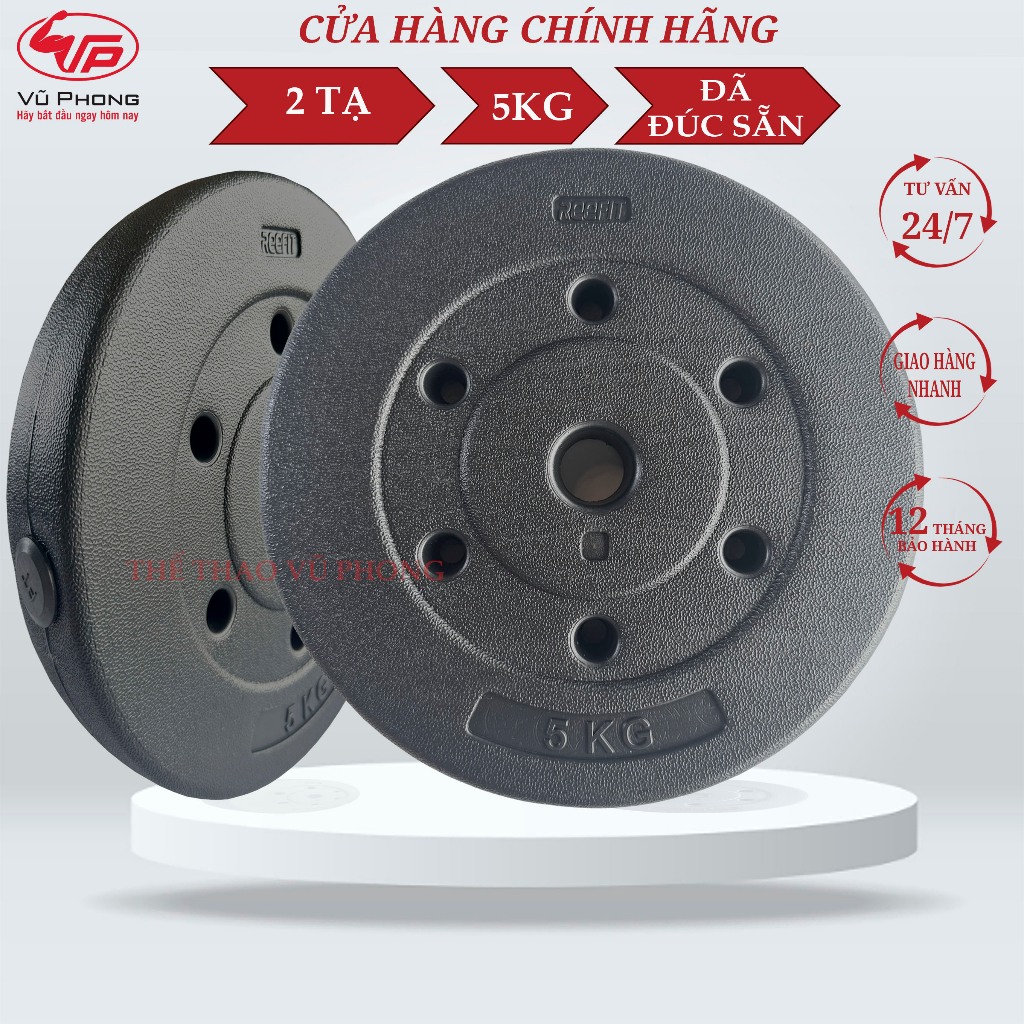Bộ 2 Tạ Nhựa Miếng Tròn 5KG
