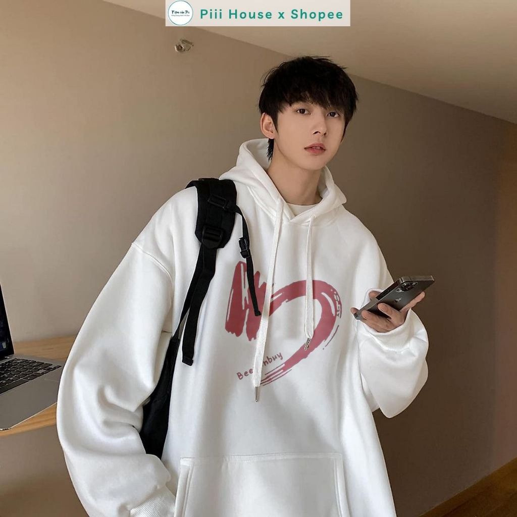 Áo Hoodie Nam Nữ Dài Tay Form Rộng Chất Vải Nỉ Lót Bông Dày Dặn Dáng Oversize Hoodie Couple Trái Tim