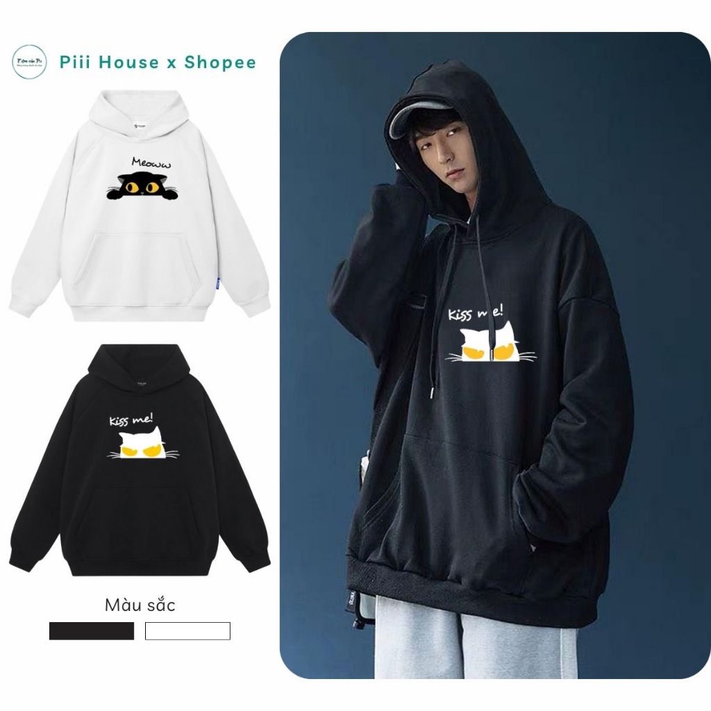 Áo Hoodie Nam Nữ Form Rộng Oversize Unisex Có Mũ Trùm Đầu Rộng May 2 Lớp Vải Nỉ Bông Ấm Áp Mềm Mại