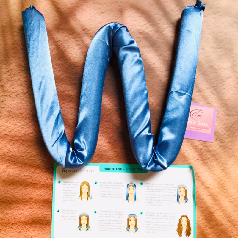 Buộc tóc, kẹp tóc và thanh lụa tạo kiểu tóc Relaxus Beauty Heatless Curler Set With Hair Clip
