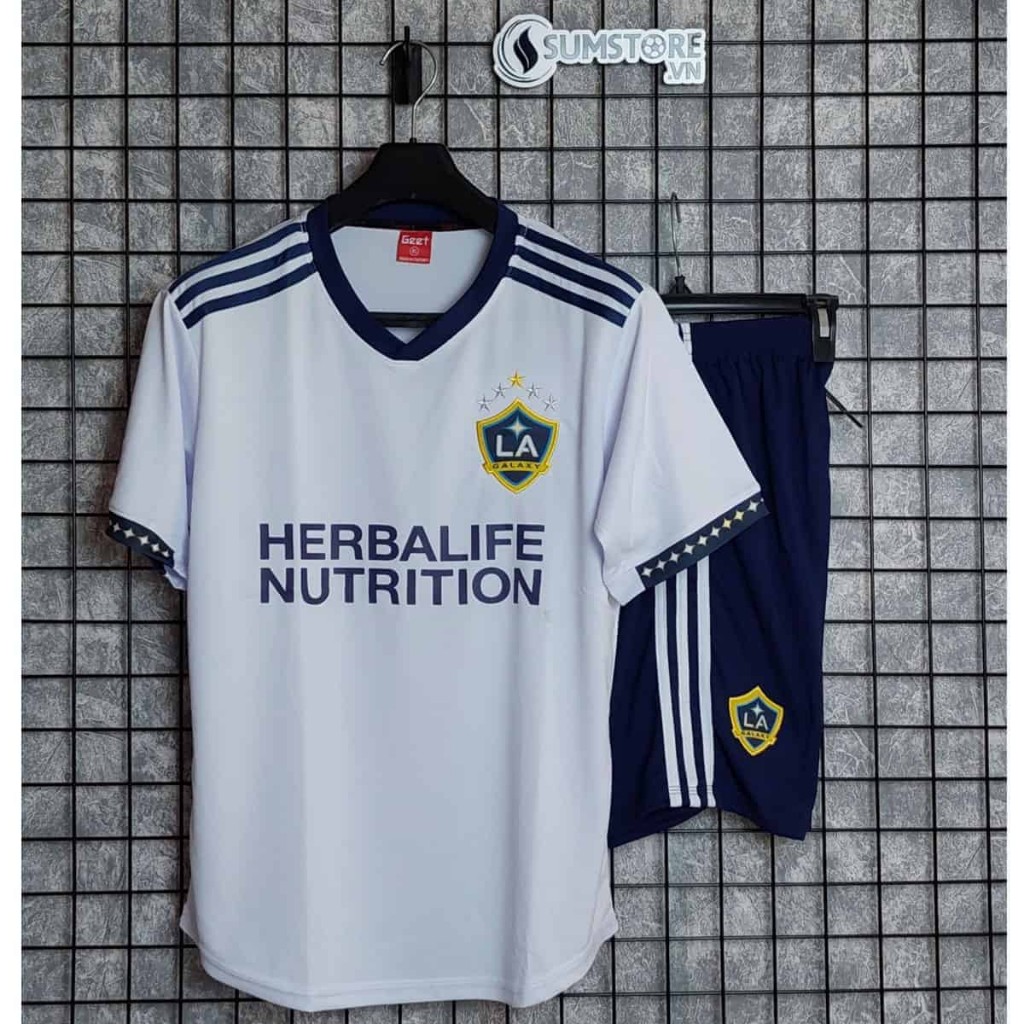 Bộ Quần Áo Bóng Đá CLB La Galaxy Trắng Mùa Giải 2022-2023 Chất Vải Mè Caro Thấm Hút Mồ Hôi
