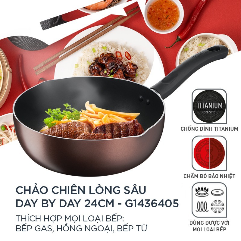 Combo Nồi 22cm Chảo sâu lòng 24cm Day by day TEFAL DAY BY DAY