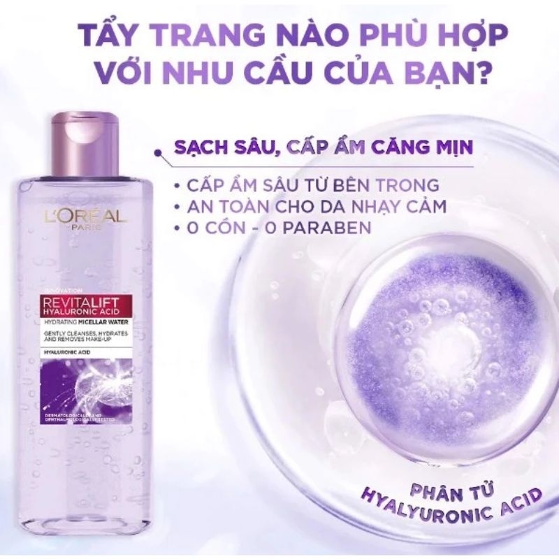 Nước Tẩy trang Loreal 400ml chai tím