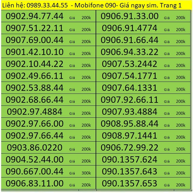 Sim Mobifone đầu số 090