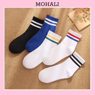 Vớ hai sọc tất cổ cao vớ tất cotton kháng khuẩn thời trang hàn quốc giá rẻ MOHALI VC017