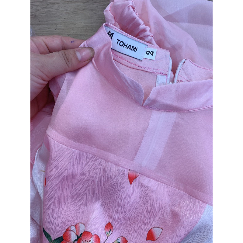 Áo dài lụa xướt bé gái thiết kế 10-38ki