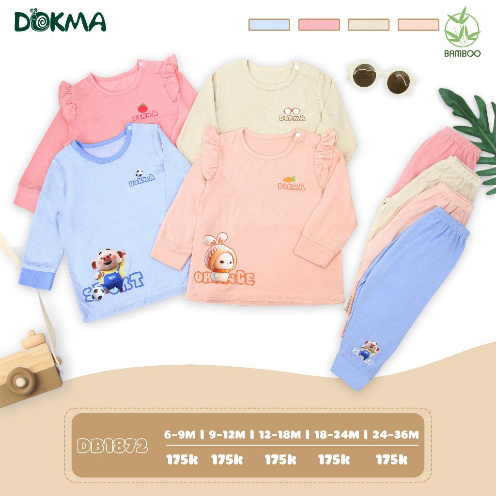Dokma Bộ Dài Tay Cài Vai Dokma Cho Bé Trai Và Bé Gái Từ 9-36 Tháng Tuổi Vải Petit