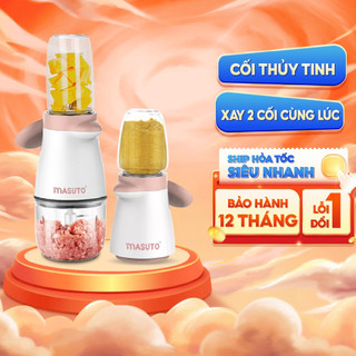 Máy xay đa năng Masuto xay ăn dặm say thịt siêu nhuyễn mịn 3 cối thuỷ tinh an toàn vệ sinh cho trẻ